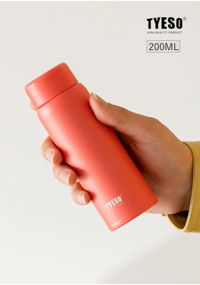 Tyeso Termos Paslanmaz Çelik, Hafif, İnce Kahve Bardağı, 200ml Füme - Kırmızı