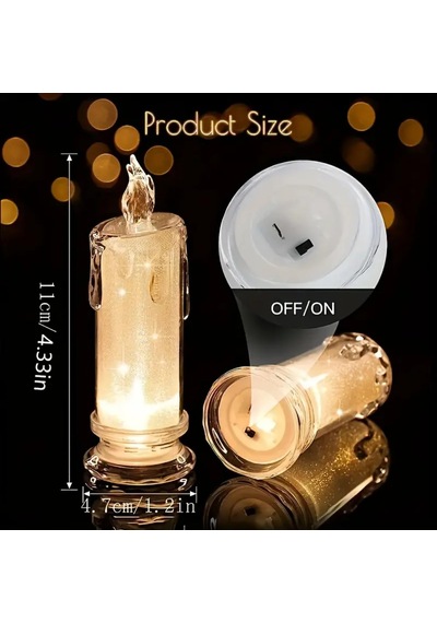 Led Dekoratif Mum Işıklı Mumluk Seti, 2'li, Cam Şamdan, Metal Tepsili, Pilli Diğer