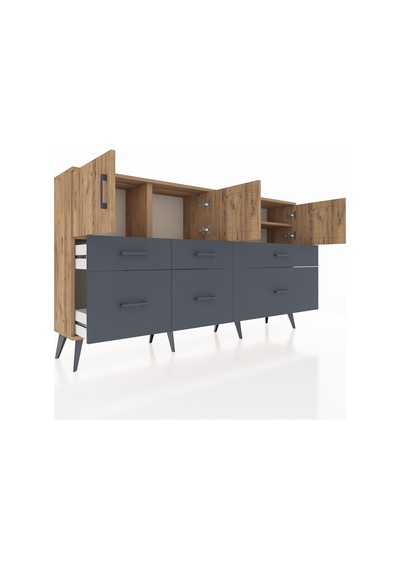 Arges Konsol 4 Raflı 6 Çekmeceli 4 Kapaklı 176x30x99 Çam-çam/antrasit Atlas Çam/antrasıt - Atlas Çam Arges Konsol 4 Raflı 6 Çekmeceli 4 Kapaklı 176x30x99 Çam-çam/antrasit Atlas Çam/antrasıt - Atlas Çam