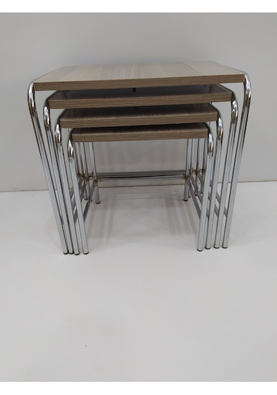 Zigon Sehpa 4'Lü Metal Model Transmisyon Nikelaj Ayak Hint Ceviz