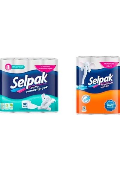 Selpak Tuvalet Kağıdı 32 Rulo + Selpak Kağıt Havlu 12 Rulo