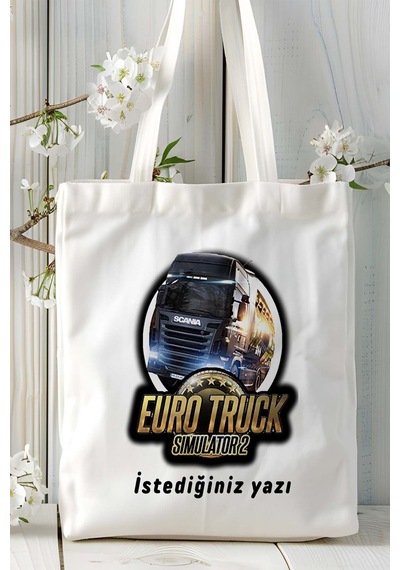 Art Hediye Eurotruck Oyun Baskılı Bez Çanta Omuz Çantası Model 2 Çok Renkli