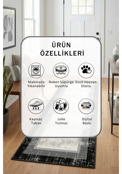 Yıkanabilir Yolluk 94 Açık Gri