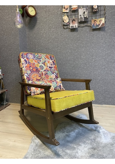 Asedia Asedia Iskandinav Kestane Ceviz Sarı Retro Sallanan Bahçe Koltuğu Sarı