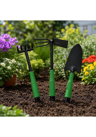 Bahçe El Aletleri Seti, 30 Cm Kürek, Tırmık Ve Çapa, 3 Parça