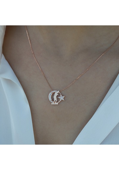 14 Ayar Rose Altın Ayyıldız Figürlü Kolye