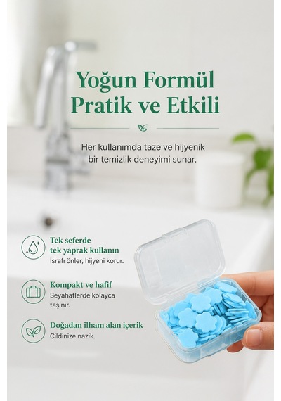 Yaprak Sabun Mini Kağıt El Sabunu Parfümlü Taşınabilir Hijyen Sabunu Katı Sabun 100'lü