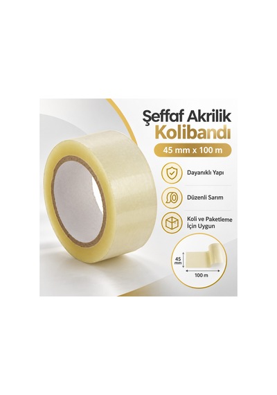 45 Mm X 100 M Şeffaf Akrilik Kolibandı 10'lu