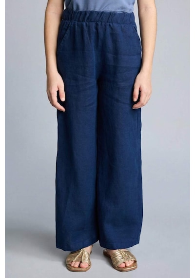 Defacto Wıde Leg Geniş Paça Keten Pantolon Kız Çocuk H1916a826smnv42 Lacivert-nv42