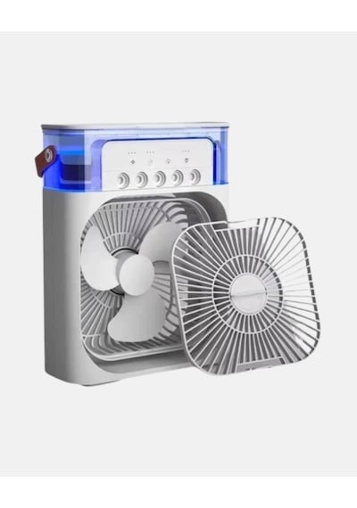 Hubrendy Kargo 3 Ü 1 Arada Mini Klima Fan Usb Şarjlı, 7 Renk Gece Lambalı Ve Nemlendirici