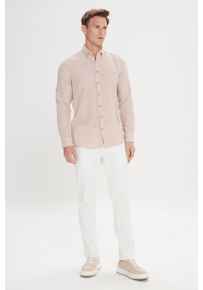 AC&Co / Altınyıldız Classics Erkek Koyu Bej Slim Fit Dar Kesim %100 Pamuk Düğmeli Yaka Gömlek Koyu Bej AC&Co / Altınyıldız Classics Erkek Koyu Bej Slim Fit Dar Kesim %100 Pamuk Düğmeli Yaka Gömlek Koyu Bej