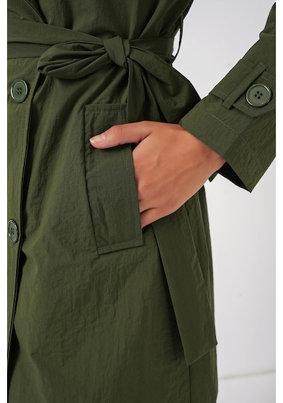 Bigdart 5938 Kruvaze Yaka Trençkot - Haki