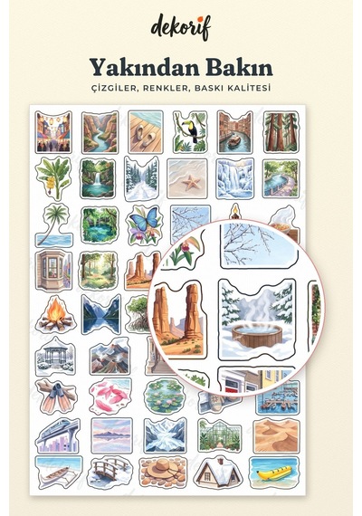 Tatil Rotaları Sticker Seti 100 Adet - Turistik Gezi Ve Konaklama Renkli Ajanda Journal Çıkartma Çok Renkli