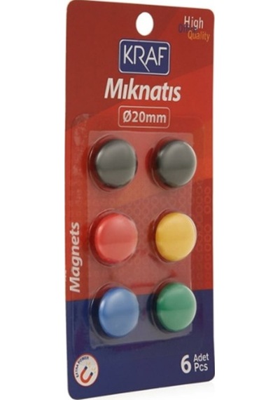 Kraf Yuvarlak Renkli Mıknatıs 20mm 6lı - 2 Paket