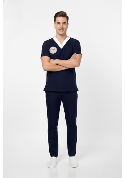 Unisex Lacivert Sorumlu Hemşire Scrubs Üniforma Takım Patriot Blue Sağlık Bakanlığı Yeni Yön. Uygun Lacivert