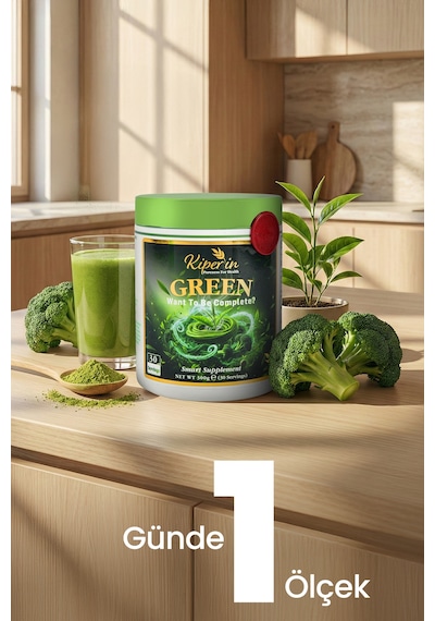 Kiperin Green  Spirulina, Yeşil Çay, Brokoli Eki, Prebiyotik İnülin 30 Günlük