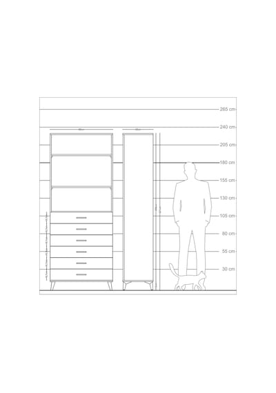 Arges Dolap 3 Raflı 6 Çekmeceli 88x30x221 Antrasit-aytaşı Antrasit