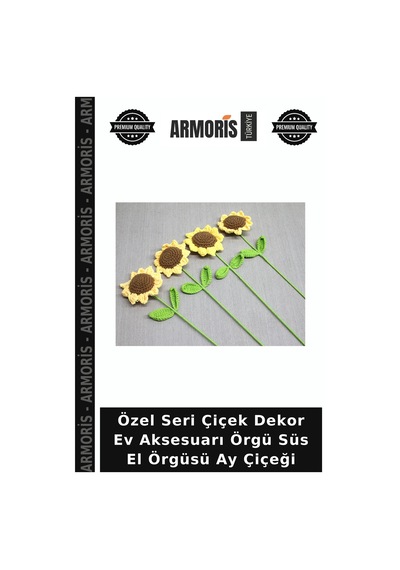 Özel Seri Çiçek Dekor Ev Aksesuarı Örgü Süs El Örgüsü Ay Çiçeği Çok Renkli