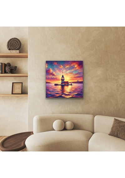 Kız Kulesi Kanvas Tablo 90x90cm Çok Renkli