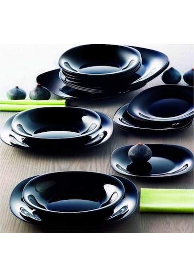 6'lı Carıne Temperli Siyah Pasta Tabağı 19 Cm. Nocolor-9ec41b64