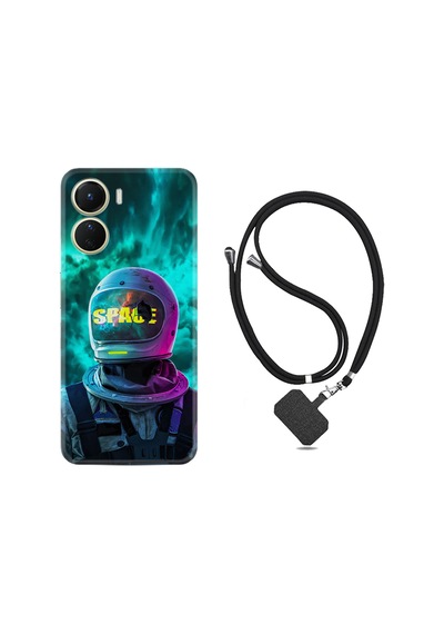 Vivo Y16 Kılıf İpli Boyun Askılı Desenli Silikon Space 1814