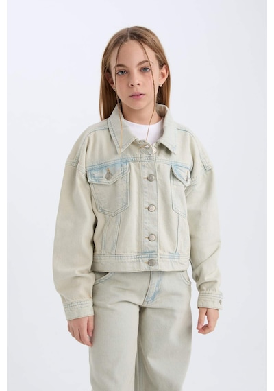 DeFacto Kız Çocuk Jean Ceket D7104A825SPNM39 Mavi