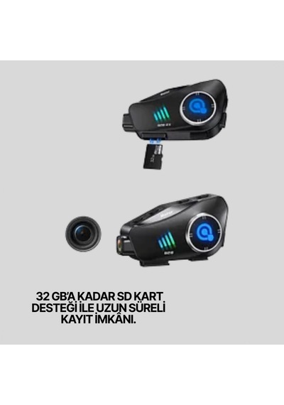 Q28 Kameralı Motosiklet Kask Kulaklığı Bluetooth 5.3 1080p Hd Kamera Ipx6 Su Geçirmez