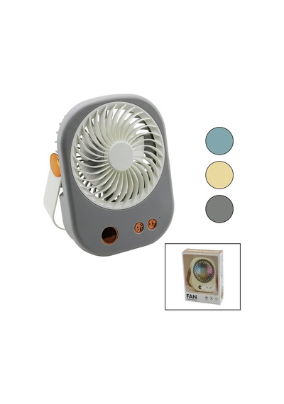 Işıklı Mini Fan Masa Üstü Usb Şarjlı 2in1 Kulp Taşıma - Duruş 3 Kademe Hız 15.5x12cm Bjj-565 5365