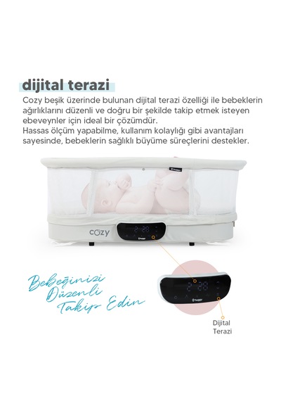 Huggy 4 İn 1 Cozy Terazi Özellikli Bluetooth Portatif Beşik Krem