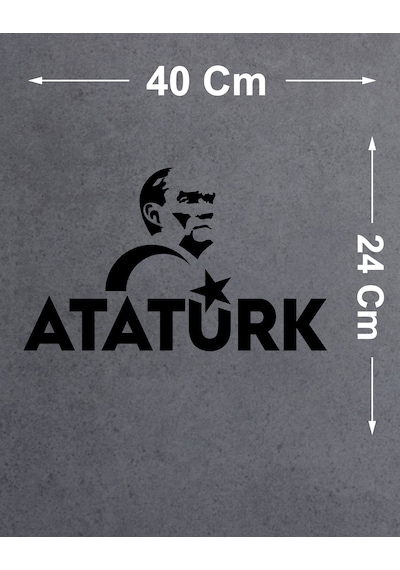 Atatürk Ve Ay Yıldız Sticker - Araba Oto Motosiklet Karavan Araç Cam Sticker - 00347 40x24 Cm