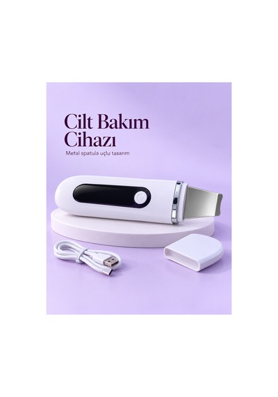 Usb Şarjlı Metal Spatula Uçlu Beyaz Yüz Ve Cilt Bakım Cihazı