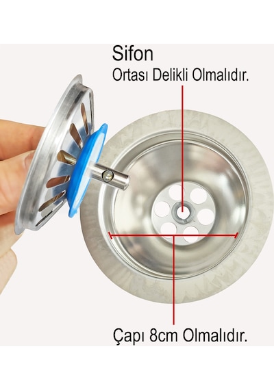 Çöpmak Süzgeç Mutfak Lavabo Sifon Gider Metal Tıpa Süzgeci 8cm Paslanmaz Çelik Diğer