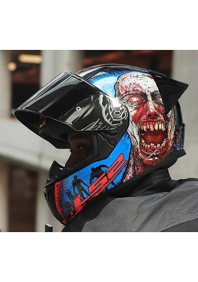 Ls2 Rapıd 2 Race Zombıe Fullface Motosiklet Kaskı Gri Camlı Siyah