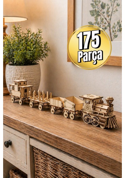 3d Ahşap Tren Maketi Dıy Model Seti Dekoratif Ve Eğitici Hobi
