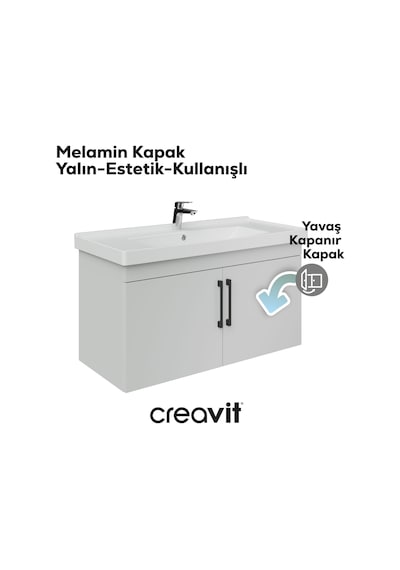 Creavit D20 100 Cm Kapaklı Lavabo Dolabı Beyaz Melamin Kapak Beyaz Creavit D20 100 Cm Kapaklı Lavabo Dolabı Beyaz Melamin Kapak Beyaz