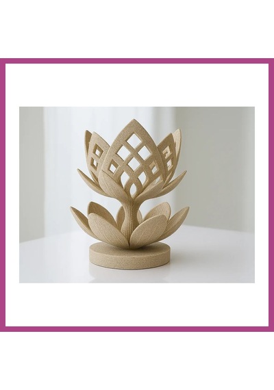 Gees Global 3d Baskı Lotus Çiçeği Mumluk - Dekoratif Tealight Mumluk-bej Gbzs