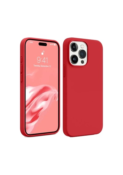 Apple Uyumlu iPhone 15 Pro Uyumlu Kılıf First Silikon - Kırmızı