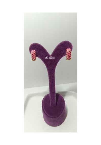 Simetrik Çizgili Küpe Pembe - 727005661 Pembe