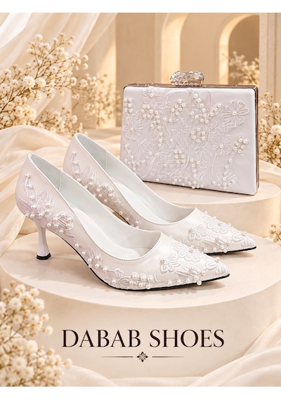 Dabab Shoes Vıanel Kadın Beyaz Çiçek Nakışlı İnci Detaylı Sivri Burun 7 Cm Kadeh Topuklu Stiletto Ayakkabı Ve Abiye Çanta Dabab Shoes Vıanel Kadın Beyaz Çiçek Nakışlı İnci Detaylı Sivri Burun 7 Cm Kadeh Topuklu Stiletto Ayakkabı Ve Abiye Çanta
