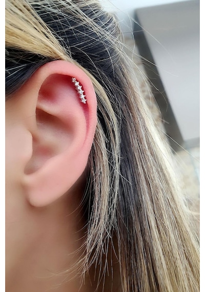 Pırlanta Parlaklığında Zirkon Taşlı 925ayar Gümüş Tragus Kıkırdak Helix Piercing 52103042