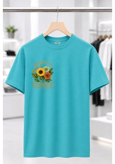 Bayloranzzo Perhaps %100 Pamuk Heavy Cotton Premium Kalite Kadın Tişört Su Yeşili