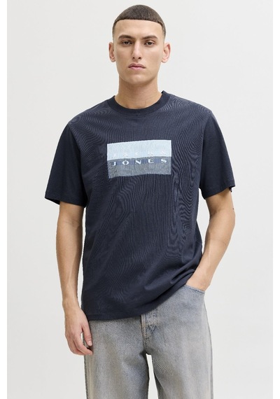 Jack & Jones Jcofusıon Dots Print Erkek Tişört Bisiklet Yaka Kısa Kollu Lacivert