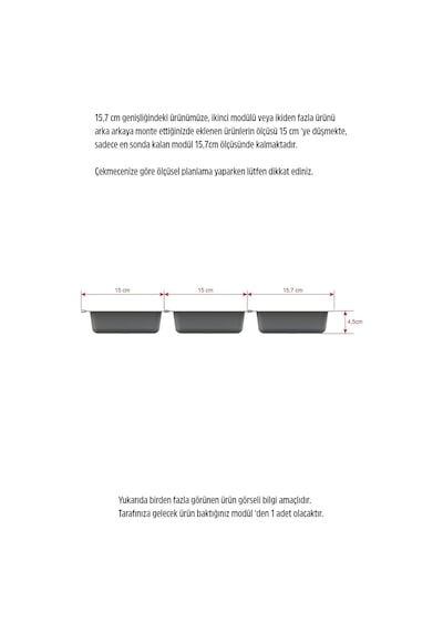 Mutfak Çekmece Içi Tek Bölmeli Kepçelik-kaşıklık 16cmx48cm Boydan 4cm Kesilebilir Belirtilmemiş