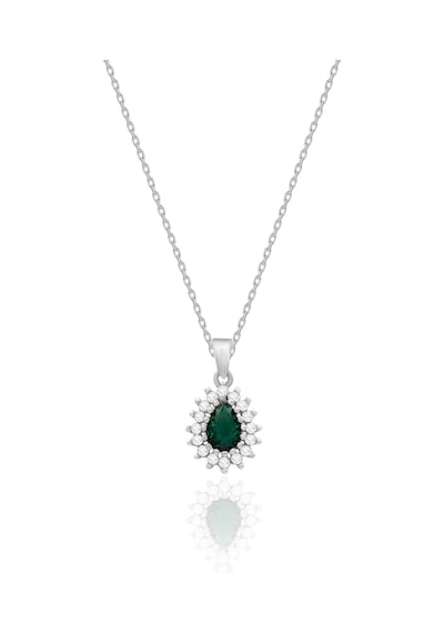 Kadın Gümüş Set Zümrüt Taşlı Kolye Küpe İkili Set 925 Ayar St119 Gümüş