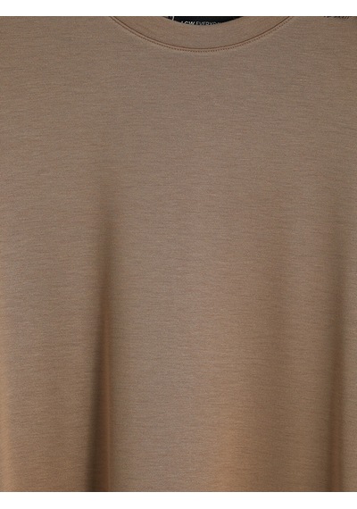 Lcw Everyday Kahverengi Dantel Detaylı Soft Touch Kadın Tunik
