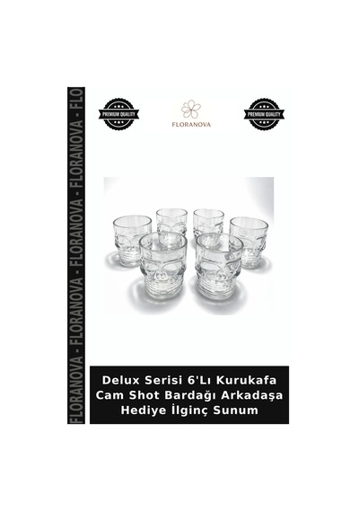 Delux Serisi 6'lı Kurukafa Cam Shot Bardağı Arkadaşa Hediye İlginç Sunum