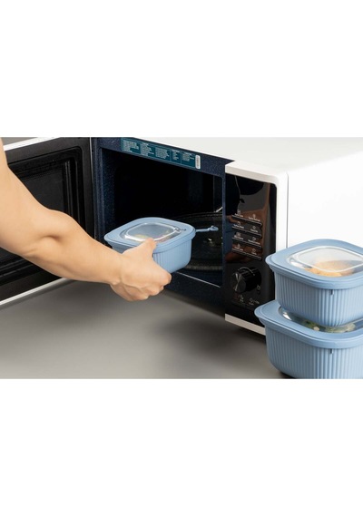 3lü Mikrodalga Ve Difriz Kullanımına Uygun Vakumlu Sızdırmaz Saklama Kabı Seti 600-1100-1800 Ml Mavi