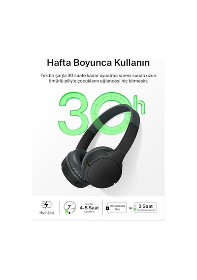 Soundform Mini Çocuk Kablosuz Kulaklık Siyah Dahili Mikrofon, 30 Saat Çalma, Eğlenceli Çıkartmalar, Apple iPhone Uyumlu,