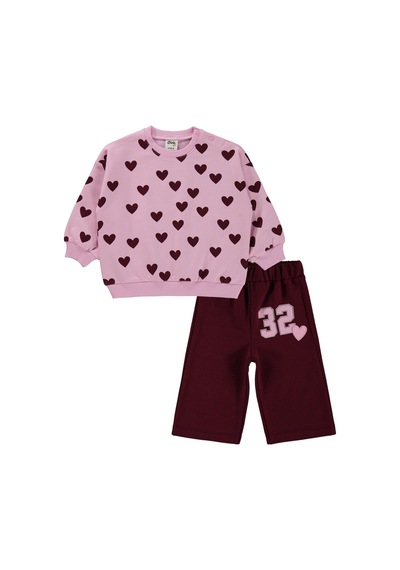 Civil Baby Kalp Empirme 6-18 Ay Takım - Pembe Pembe-bordo