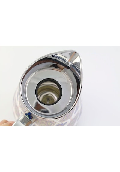 Leader Ld10C 1 Litre Içi Cam Çini Kabartmalı Lüks Sürahi Termos